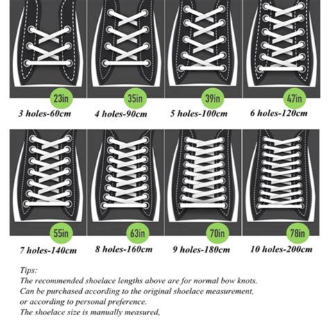 shoe laces size guide